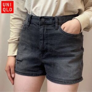 NWOT Uniqlo Dark Gray High Rise Denim Jean Shorts Size 27 Small